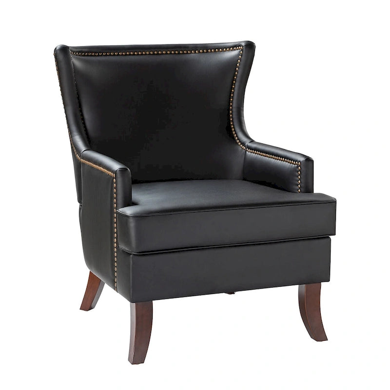Fauteuil à oreilles moderne de style mi-siècle en similicuir végétalien