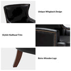 Fauteuil à oreilles moderne de style mi-siècle en similicuir végétalien