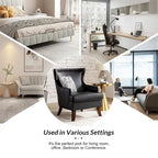Fauteuil à oreilles moderne de style mi-siècle en similicuir végétalien