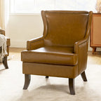 Fauteuil à oreilles moderne de style mi-siècle en similicuir végétalien