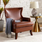 Fauteuil à oreilles moderne de style mi-siècle en similicuir végétalien