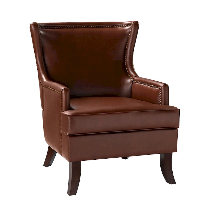Fauteuil à oreilles moderne de style mi-siècle en similicuir végétalien
