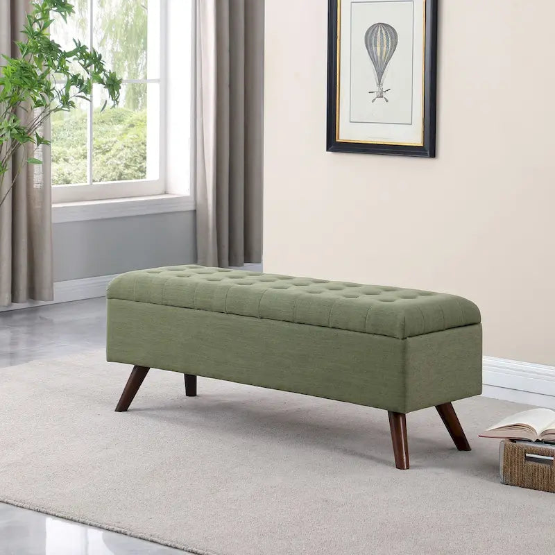 Modern Storage Bench with Wood Legs