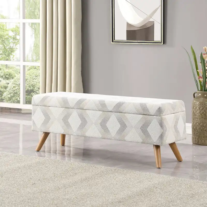 Modern Storage Bench with Wood Legs