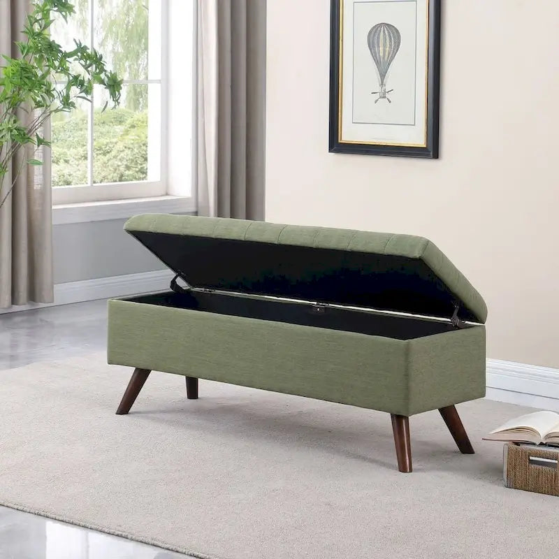 Modern Storage Bench with Wood Legs
