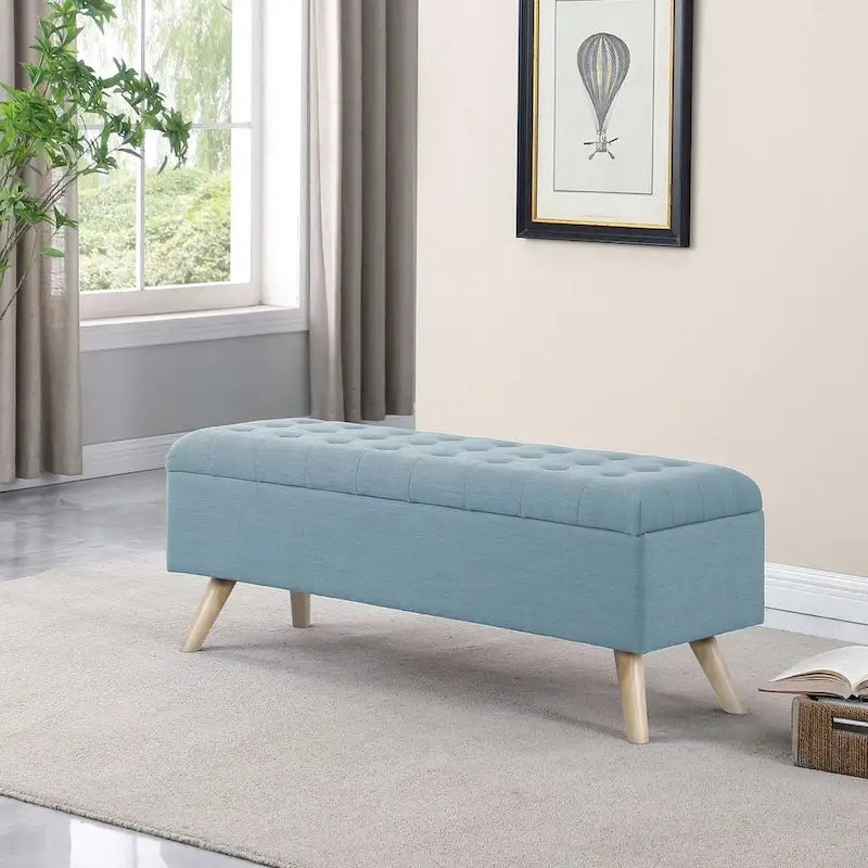 Modern Storage Bench with Wood Legs