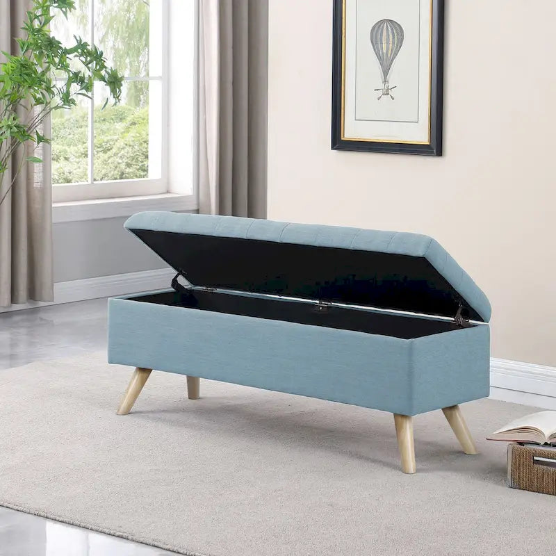 Modern Storage Bench with Wood Legs