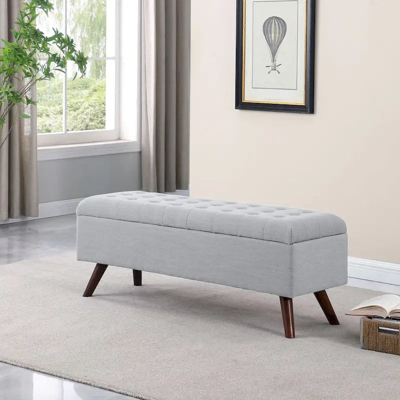Modern Storage Bench with Wood Legs
