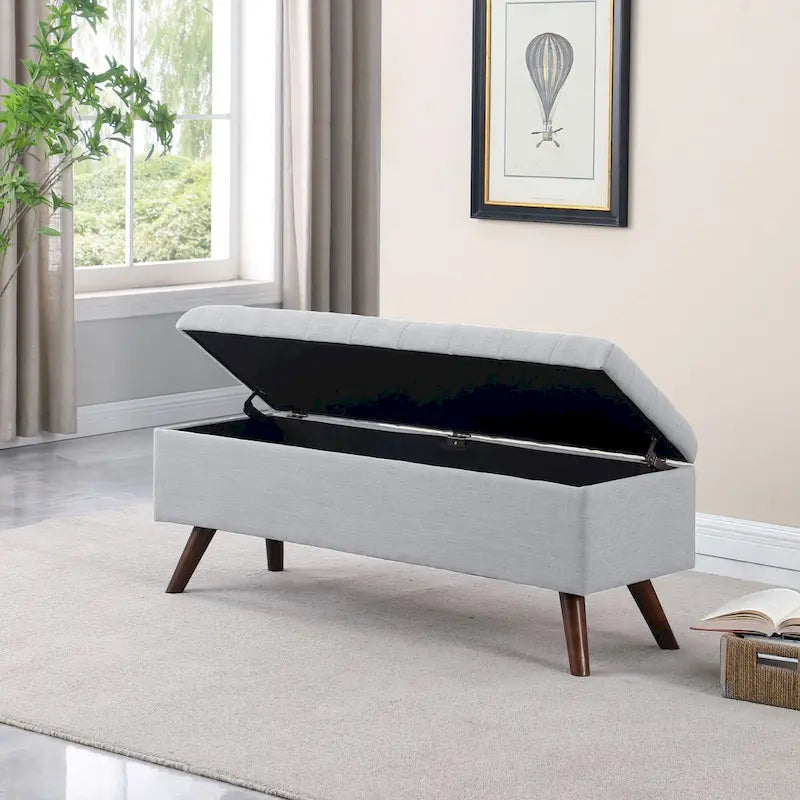 Modern Storage Bench with Wood Legs