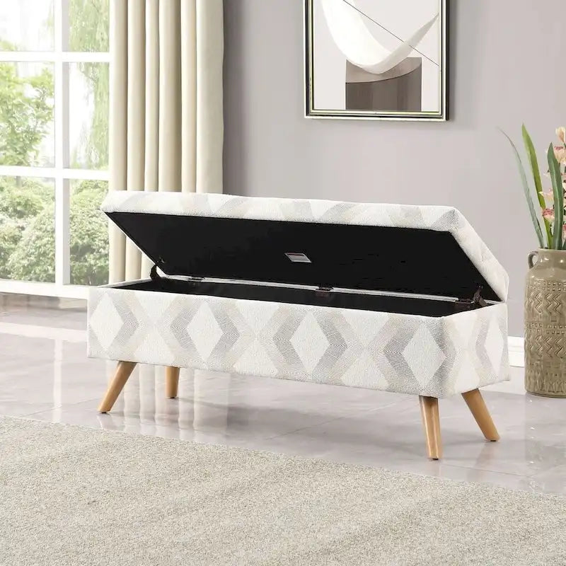 Modern Storage Bench with Wood Legs