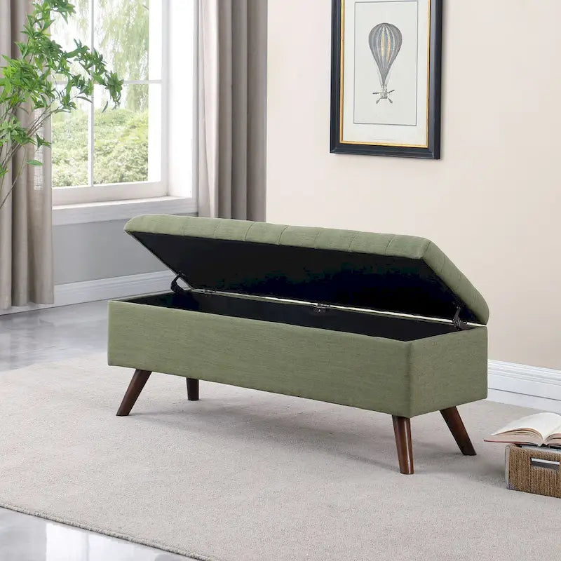 Modern Storage Bench with Wood Legs