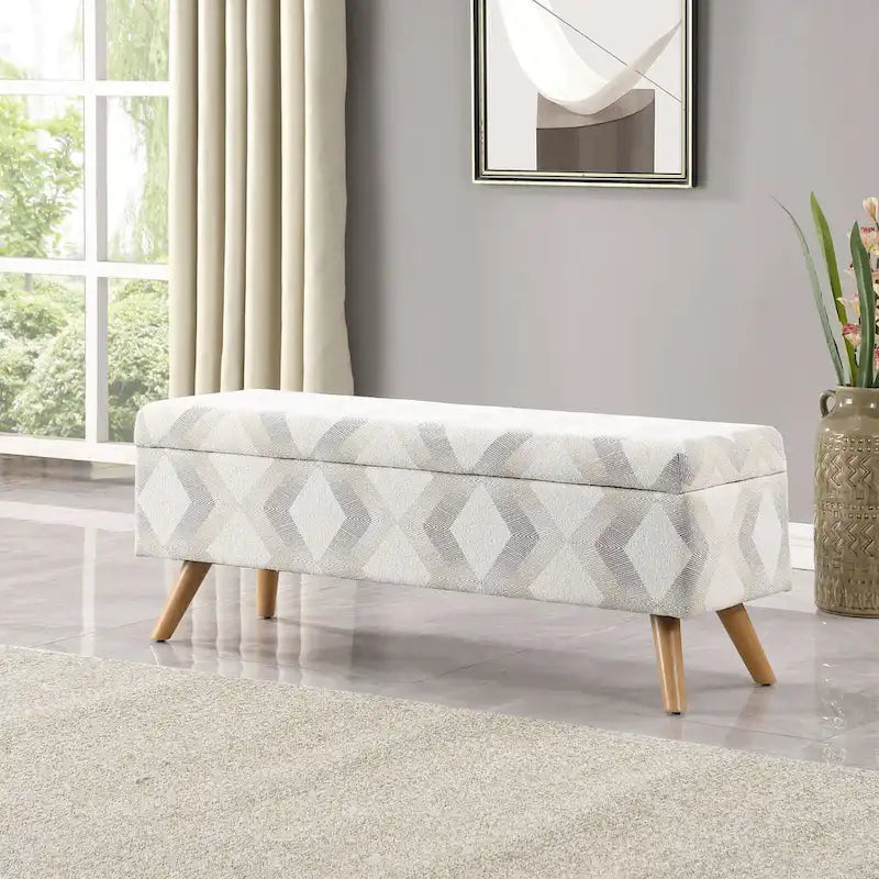 Modern Storage Bench with Wood Legs