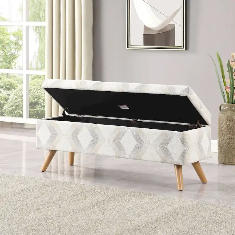 Modern Storage Bench with Wood Legs
