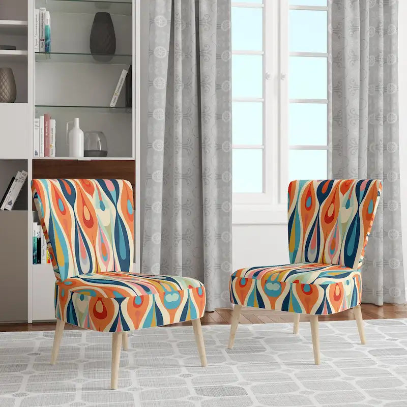 Gestoffeerde accentstoel Retro Abstract Drops XI