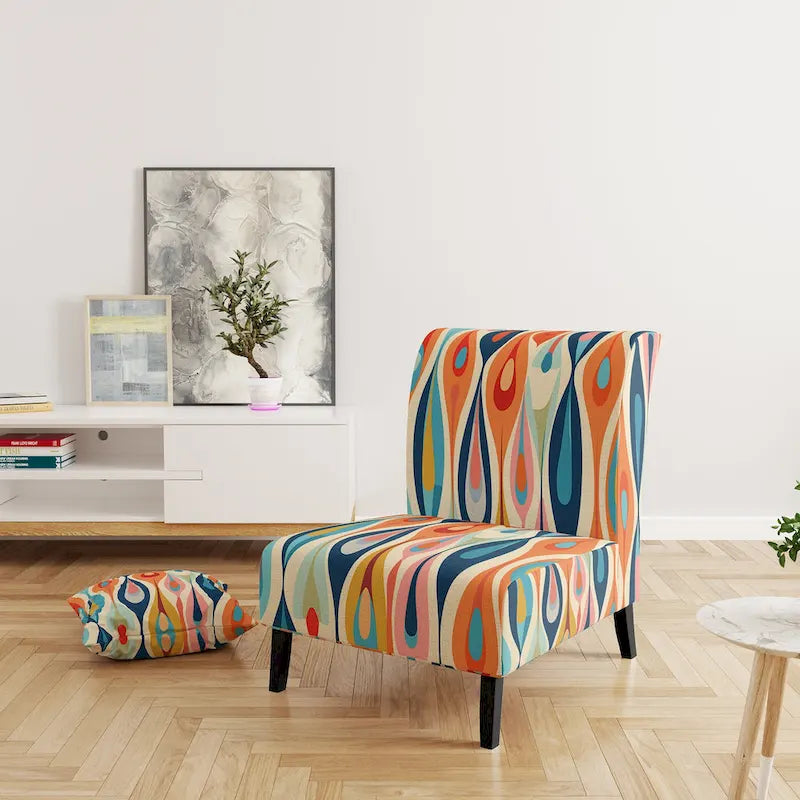 Gestoffeerde accentstoel Retro Abstract Drops XI