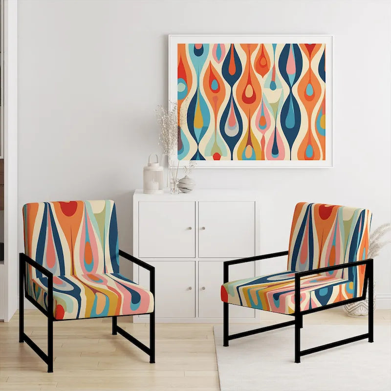 Gestoffeerde accentstoel Retro Abstract Drops XI