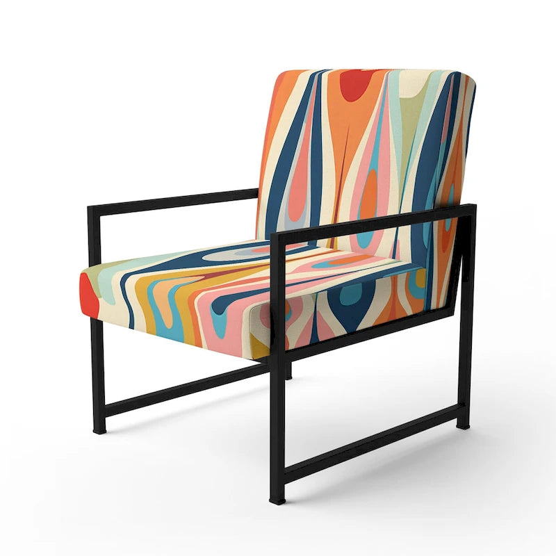 Gestoffeerde accentstoel Retro Abstract Drops XI