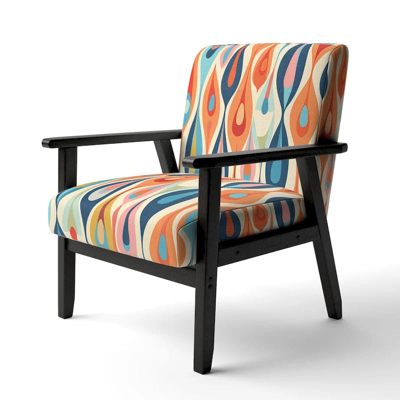 Gestoffeerde accentstoel Retro Abstract Drops XI