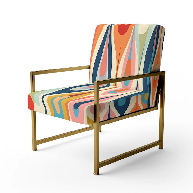 Gestoffeerde accentstoel Retro Abstract Drops XI