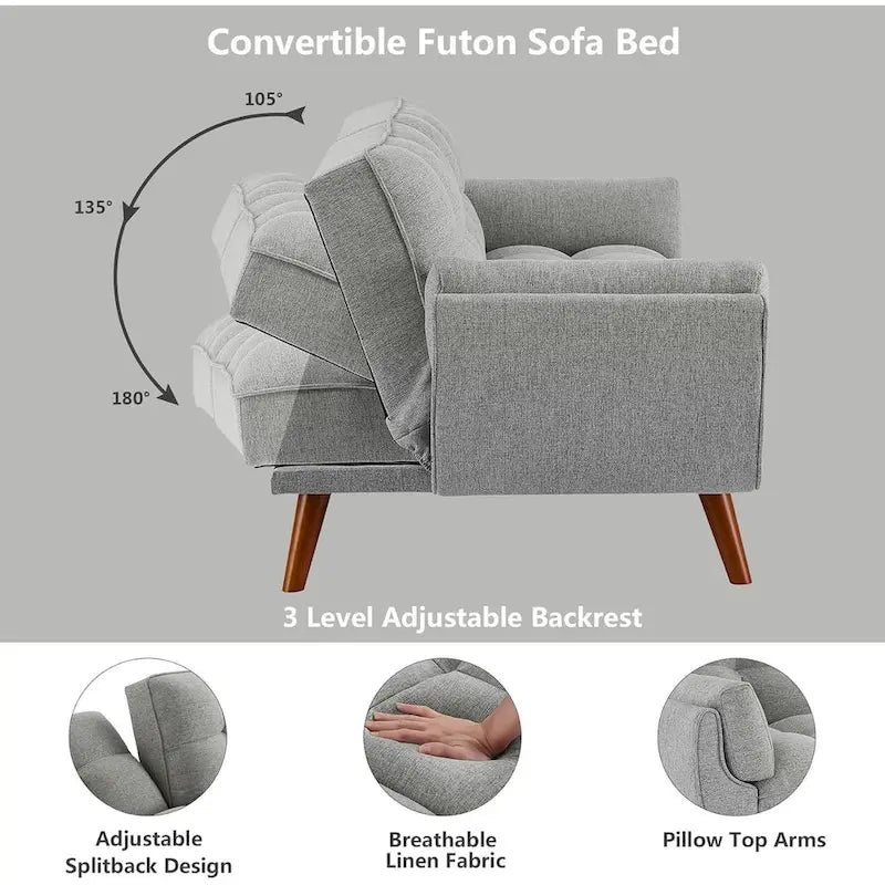 Schlafsofa mit verstellbarer Rückenlehne und Holzrahmen