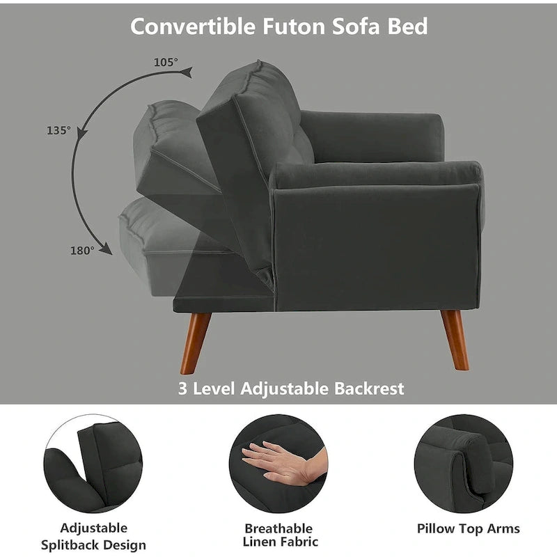 Schlafsofa mit verstellbarer Rückenlehne und Holzrahmen