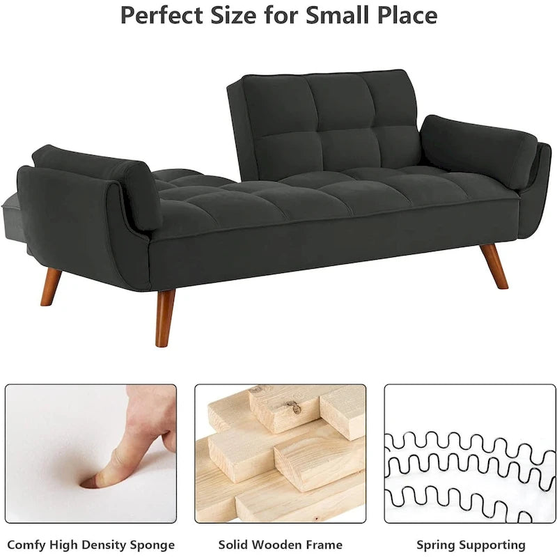 Schlafsofa mit verstellbarer Rückenlehne und Holzrahmen