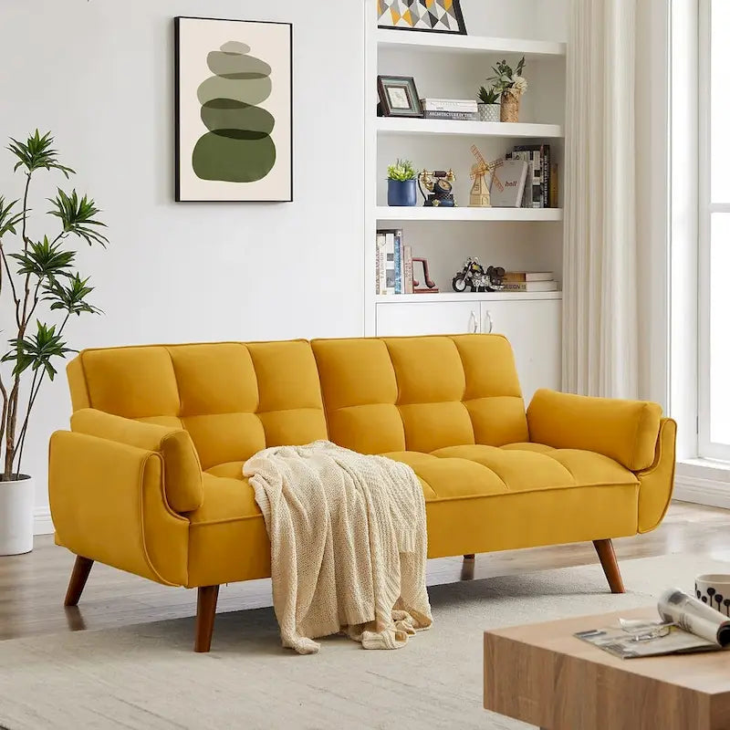 Schlafsofa mit verstellbarer Rückenlehne und Holzrahmen