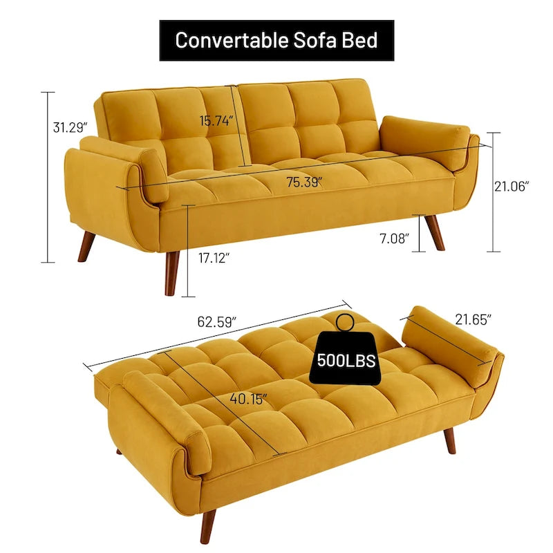 Schlafsofa mit verstellbarer Rückenlehne und Holzrahmen