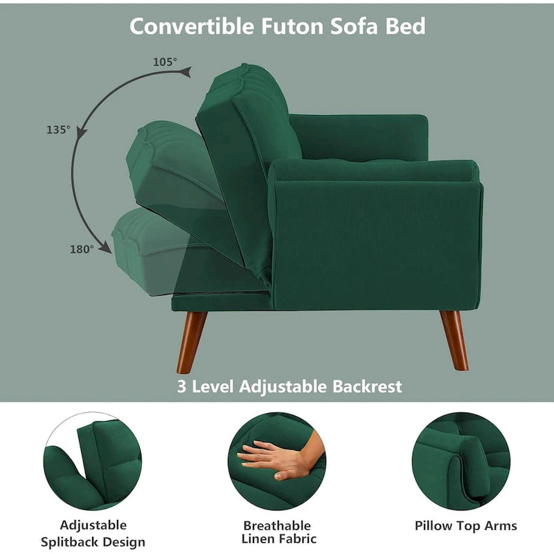 Schlafsofa mit verstellbarer Rückenlehne und Holzrahmen