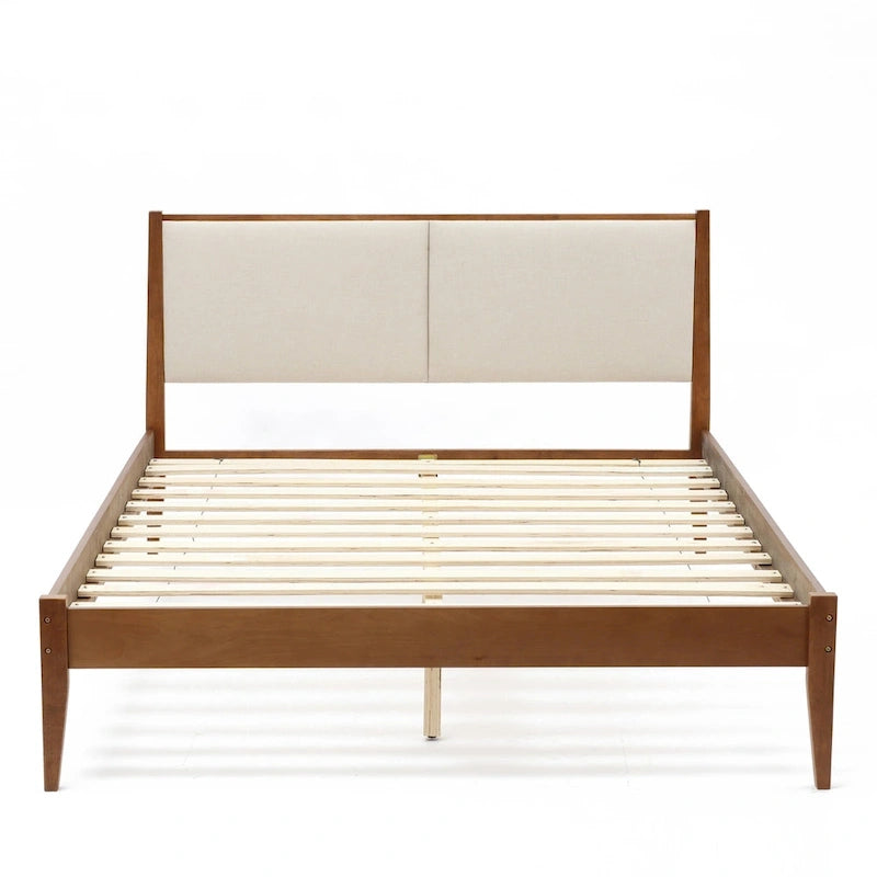 Ensemble tête de lit rembourrée et cadre de lit en bois, Queen ou King