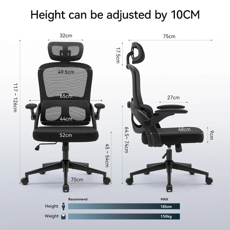 Ergonomic High Back Office Chair for Big and Tall - Black
