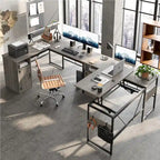 L-Shaped Lift-Top Desk with Storage Cabinet and Hooks