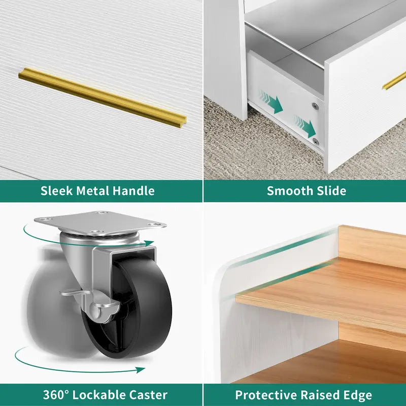 2-Drawer Rolling File Cabinet with Printer Stand for Home Office