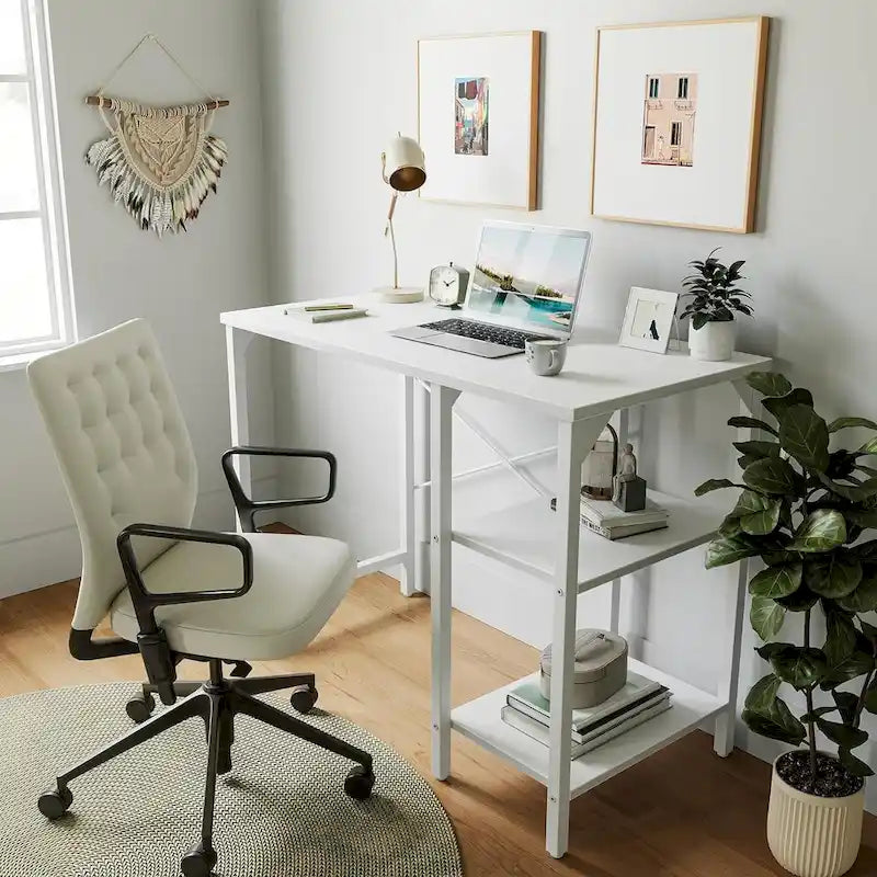 35-Inch Computer Desk with Storage Shelves