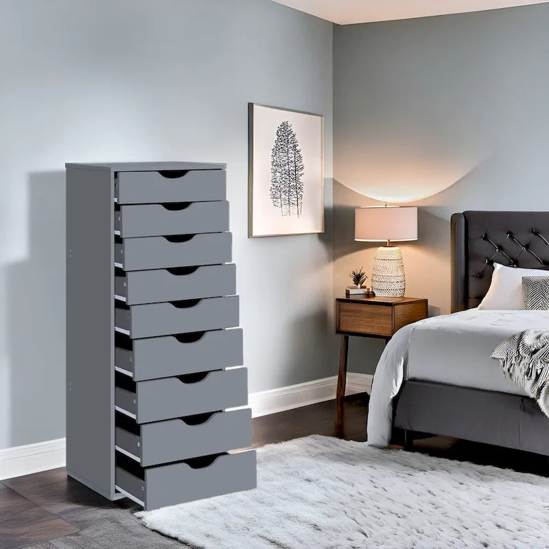 9-Drawer Wooden Dresser with Top Storage Shelf