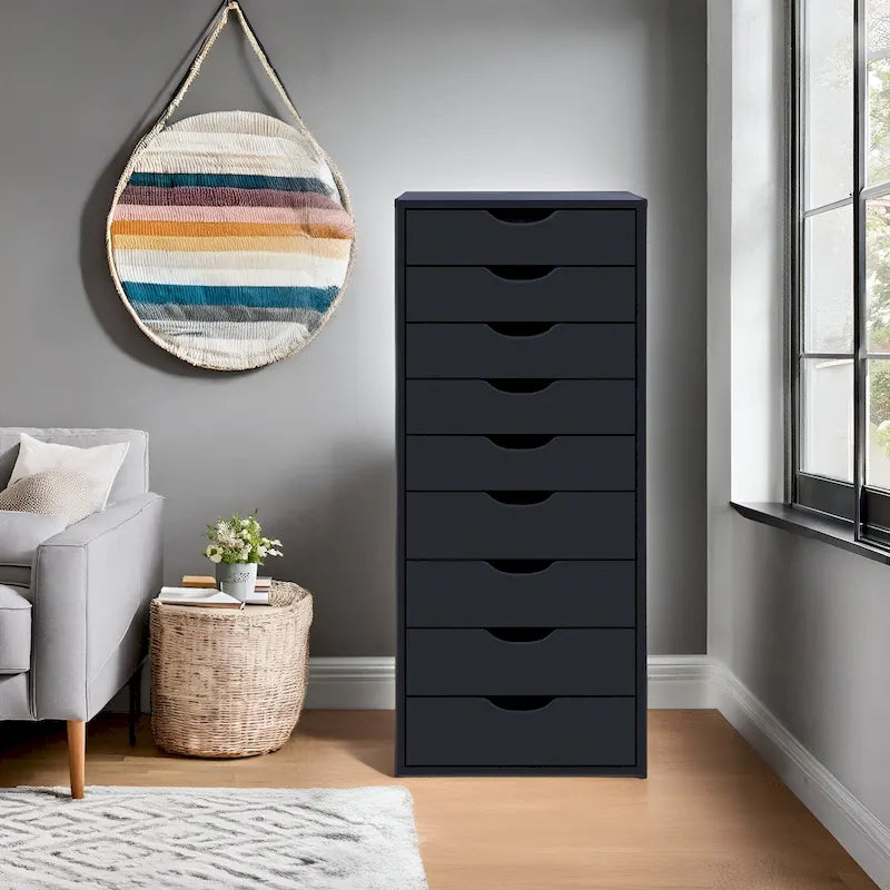 9-Drawer Wooden Dresser with Top Storage Shelf