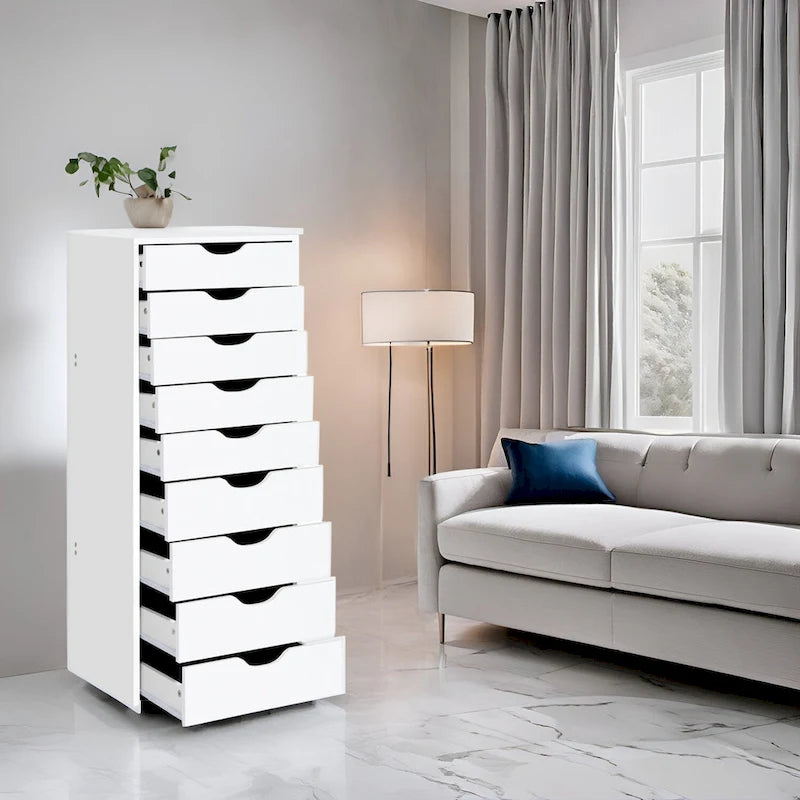 Holzkommode mit 9 Schubladen und oberem Ablagefach