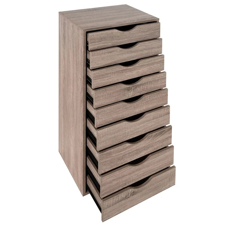 Holzkommode mit 9 Schubladen und oberem Ablagefach