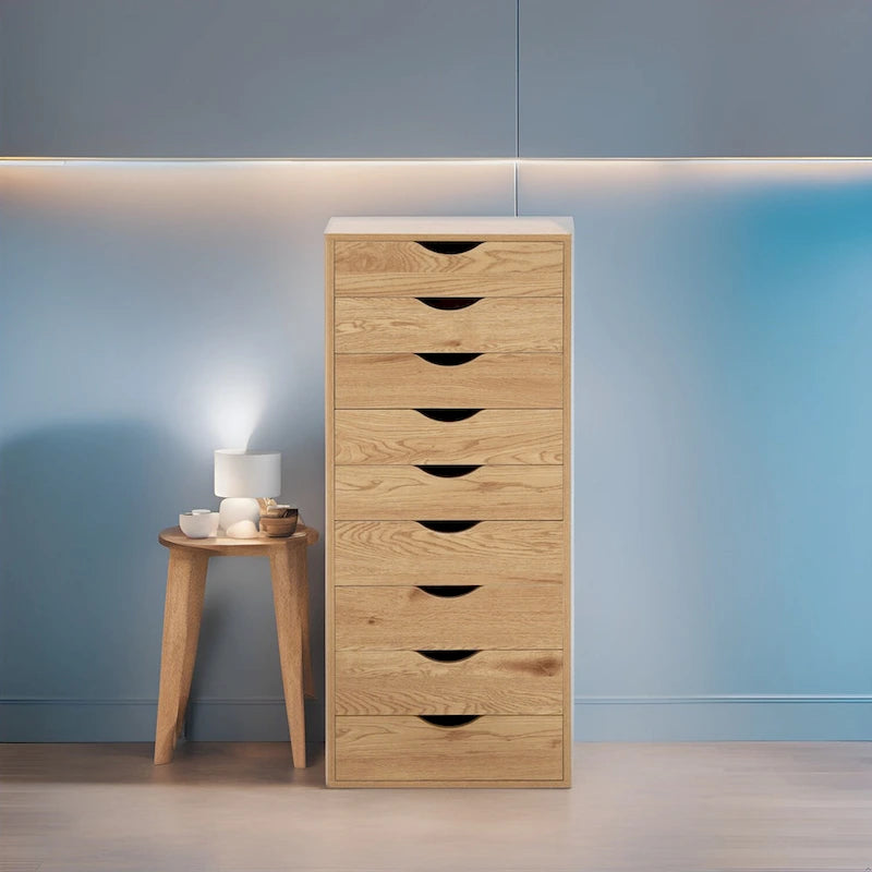 Holzkommode mit 9 Schubladen und oberem Ablagefach