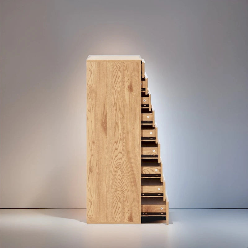Holzkommode mit 9 Schubladen und oberem Ablagefach