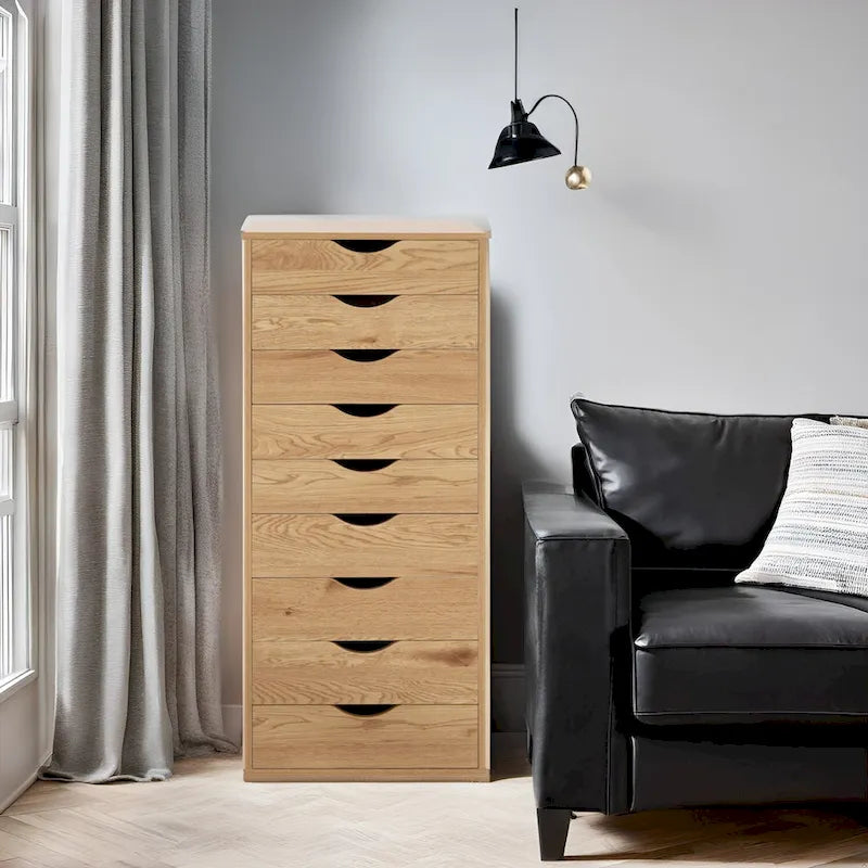 Holzkommode mit 9 Schubladen und oberem Ablagefach