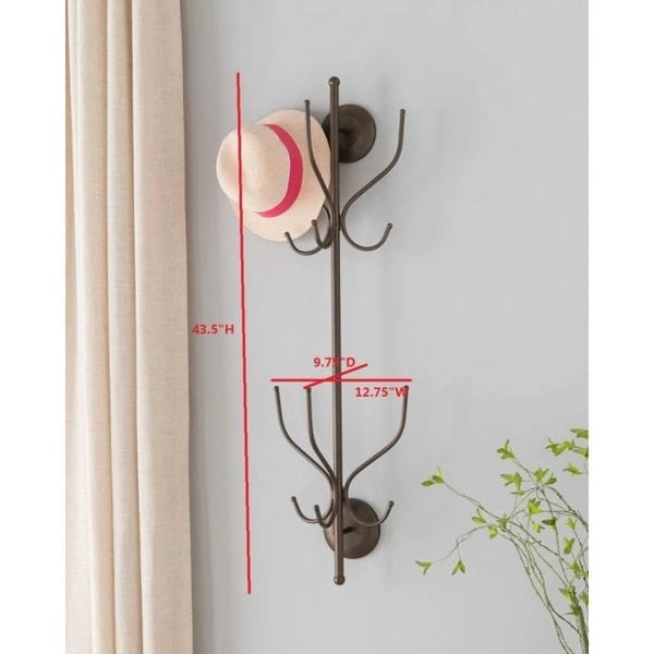 12-Hook Wall-Mounted Coat and Hat Rack