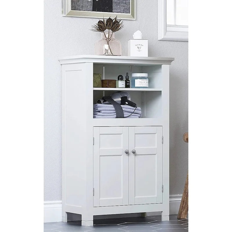Freestanding Bathroom Cabinet with Doors, White