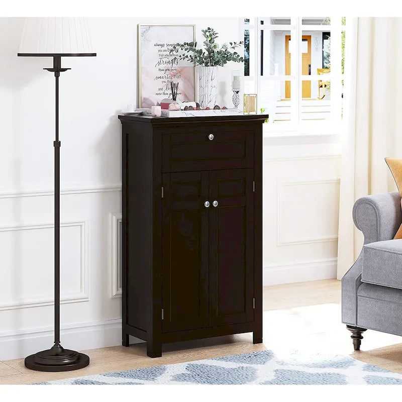 Freestanding Bathroom Cabinet with Doors, White