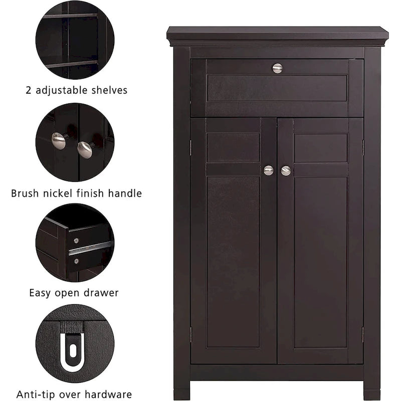 Freestanding Bathroom Cabinet with Doors, White
