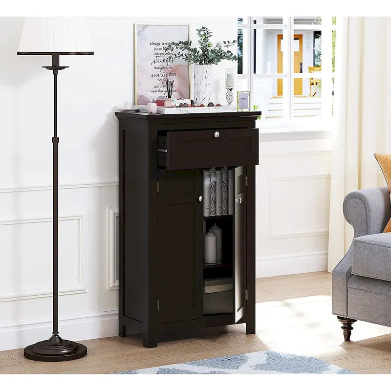 Freestanding Bathroom Cabinet with Doors, White