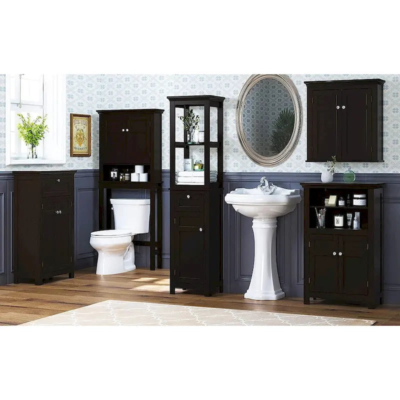 Freestanding Bathroom Cabinet with Doors, White