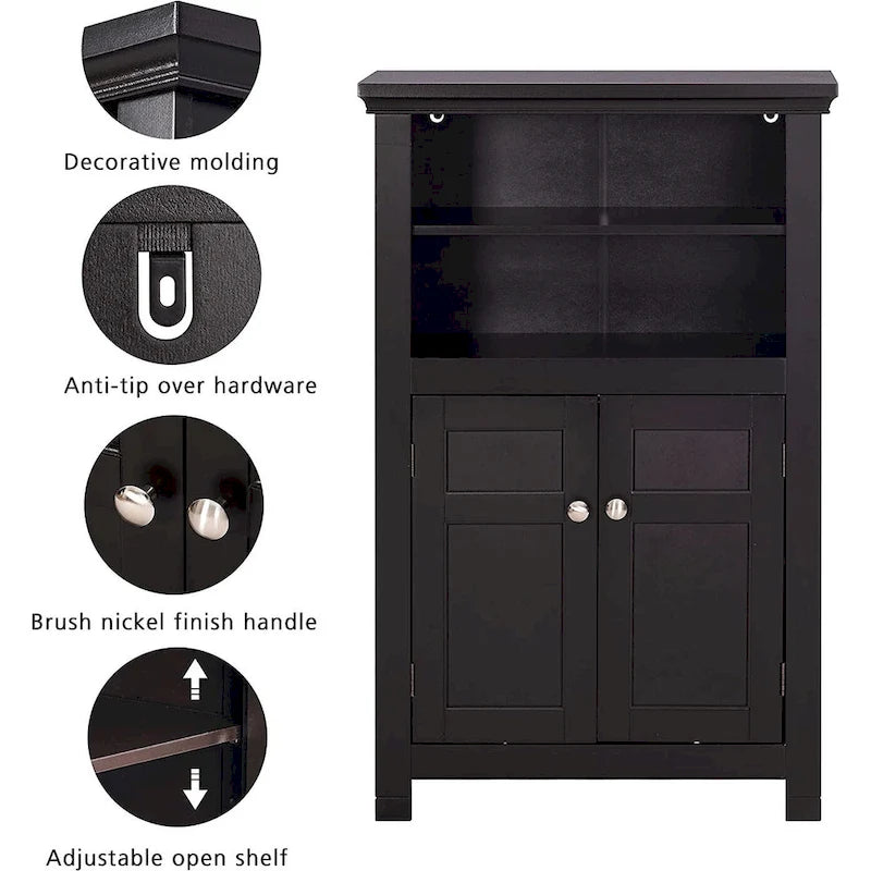 Freestanding Bathroom Cabinet with Doors, White
