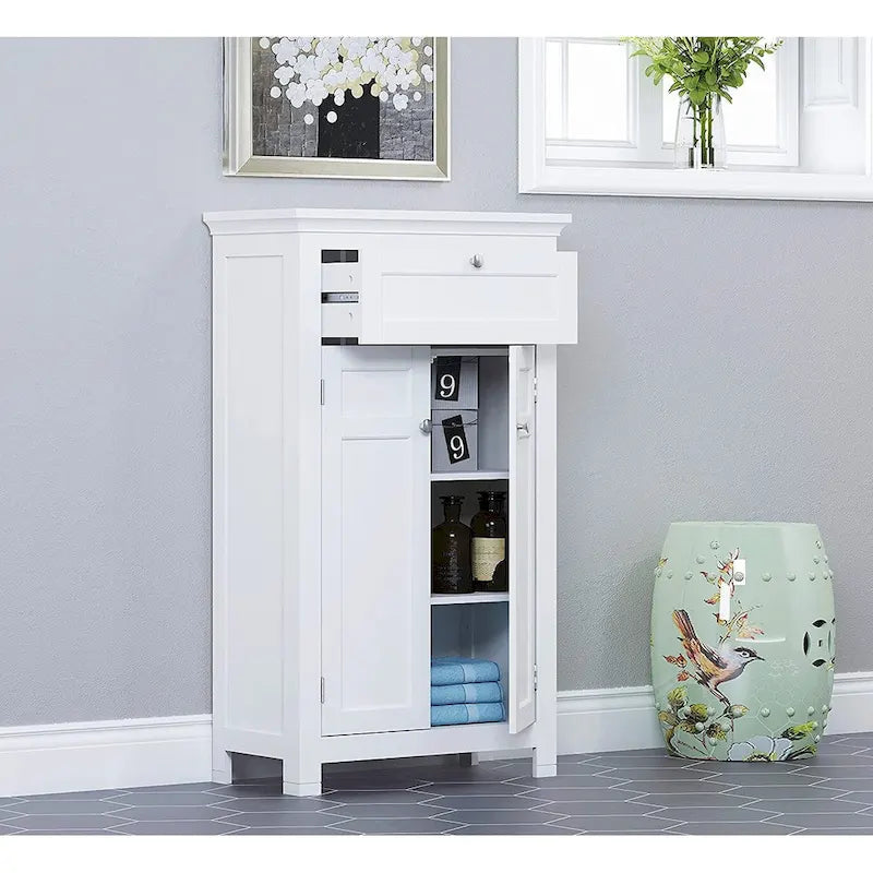 Freestanding Bathroom Cabinet with Doors, White