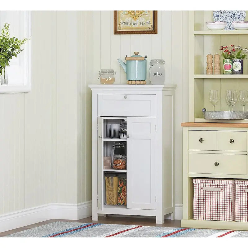Freestanding Bathroom Cabinet with Doors, White